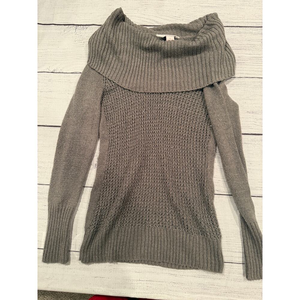 Candies Gray Cowl Neck/Off the Shoulder Sweater Size L